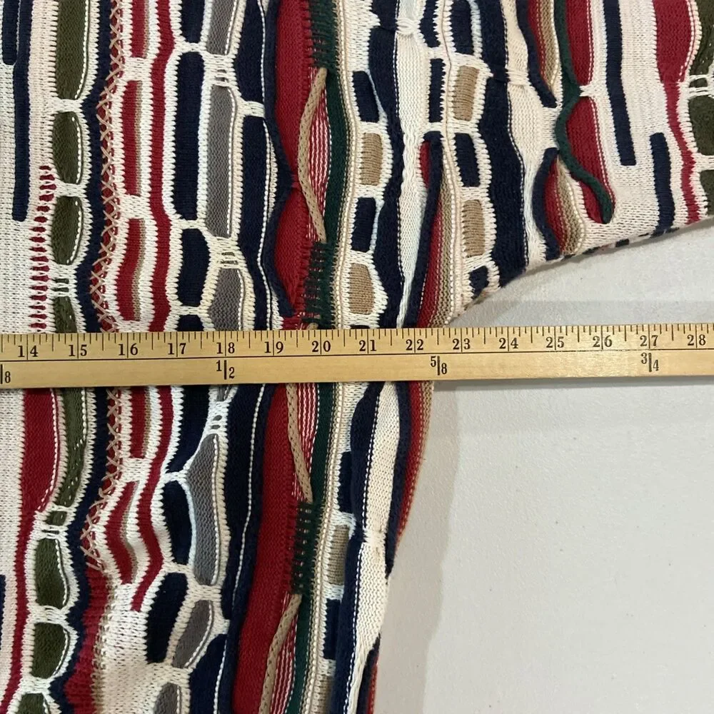 Vintage Cotton Traders 3D Knit Sweater Men's Medium Colorful Heavy Cotton 90s